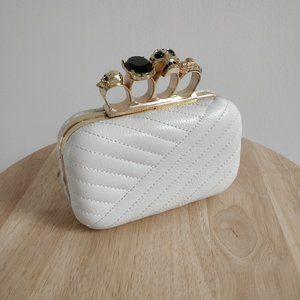 Alexander McQueen Style Skull Leather Evening Clutch NEW